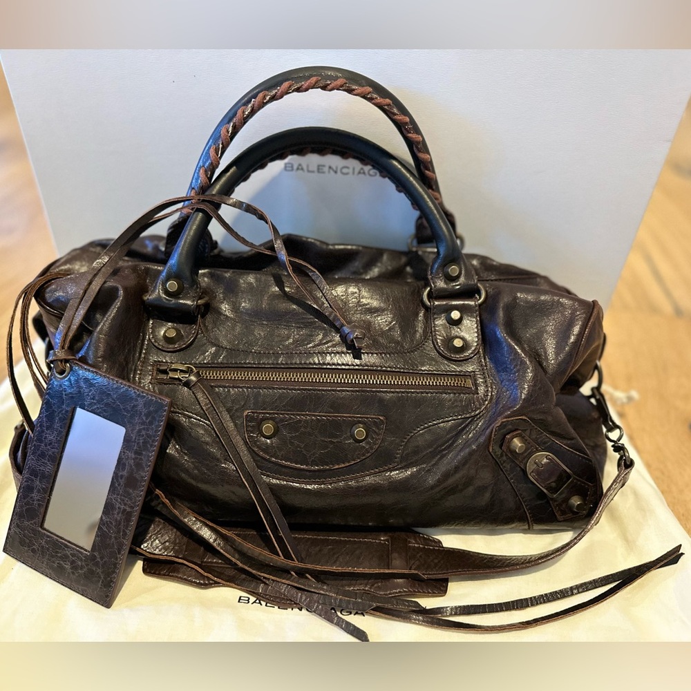 Balenciaga *Rare* Twiggy bag in Marron (chestnut/chocolate) Chèvre goat skin